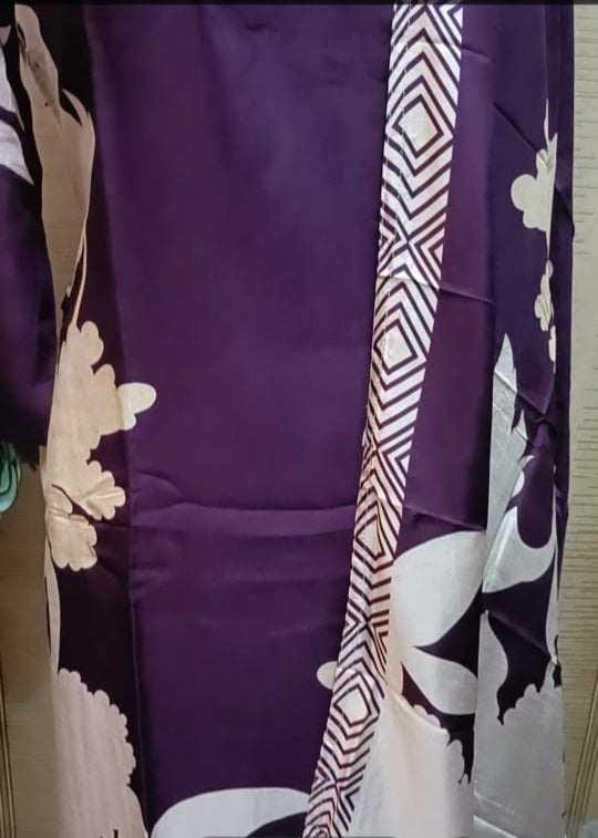 Elegant Purple Floral Printed Sequined Kurta Set