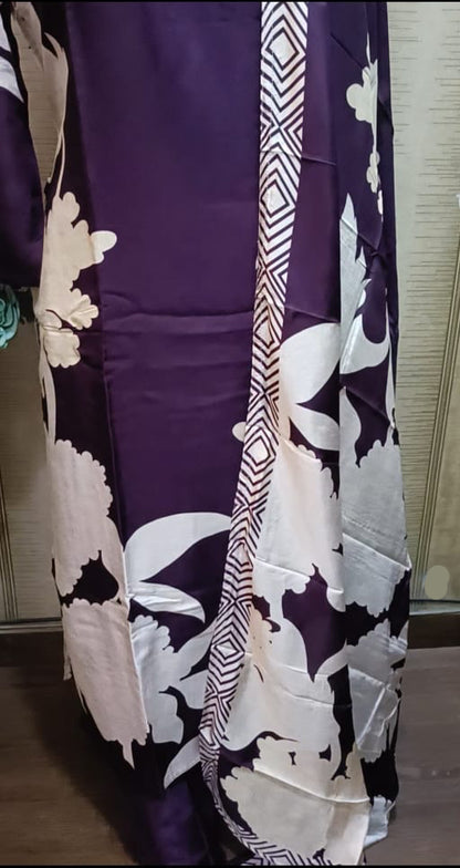 Elegant Purple Floral Printed Sequined Kurta Set