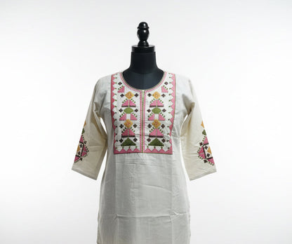 Beautiful threadwork embroidered two-piece co-ord set in Beige