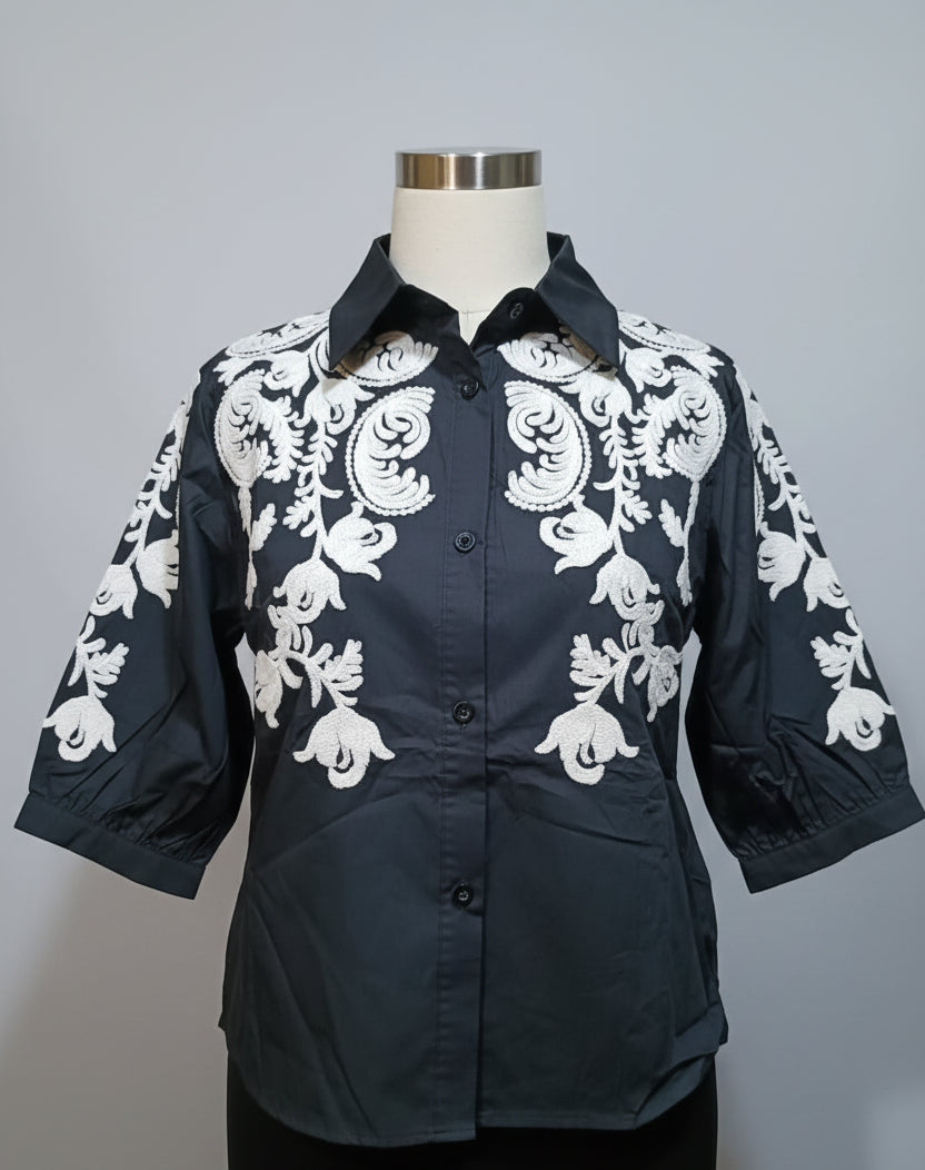 Trendy Cotton Embroidered Shirt