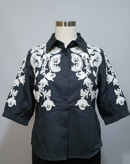 Trendy Cotton Embroidered Shirt