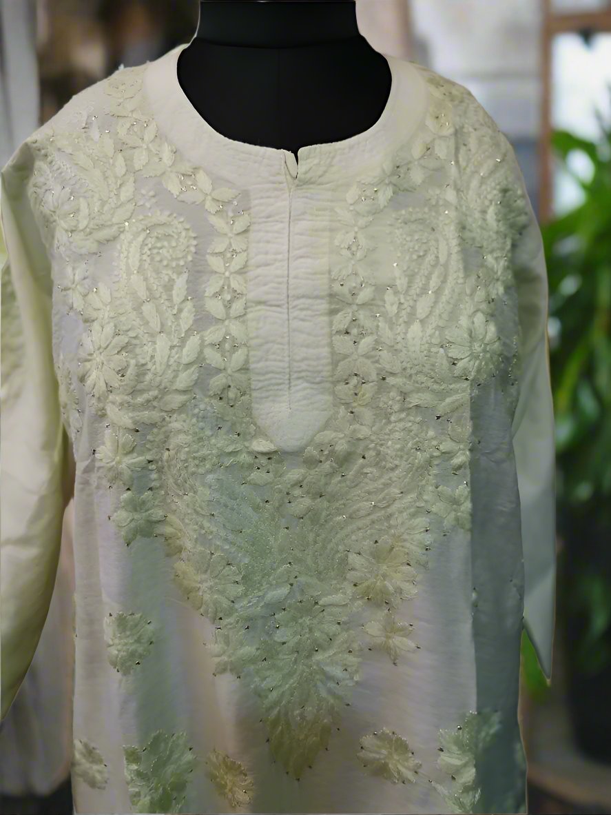Exclusive Chanderi Lucknowi Kurti