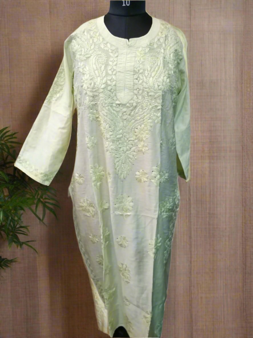 Exclusive Chanderi Lucknowi Kurti