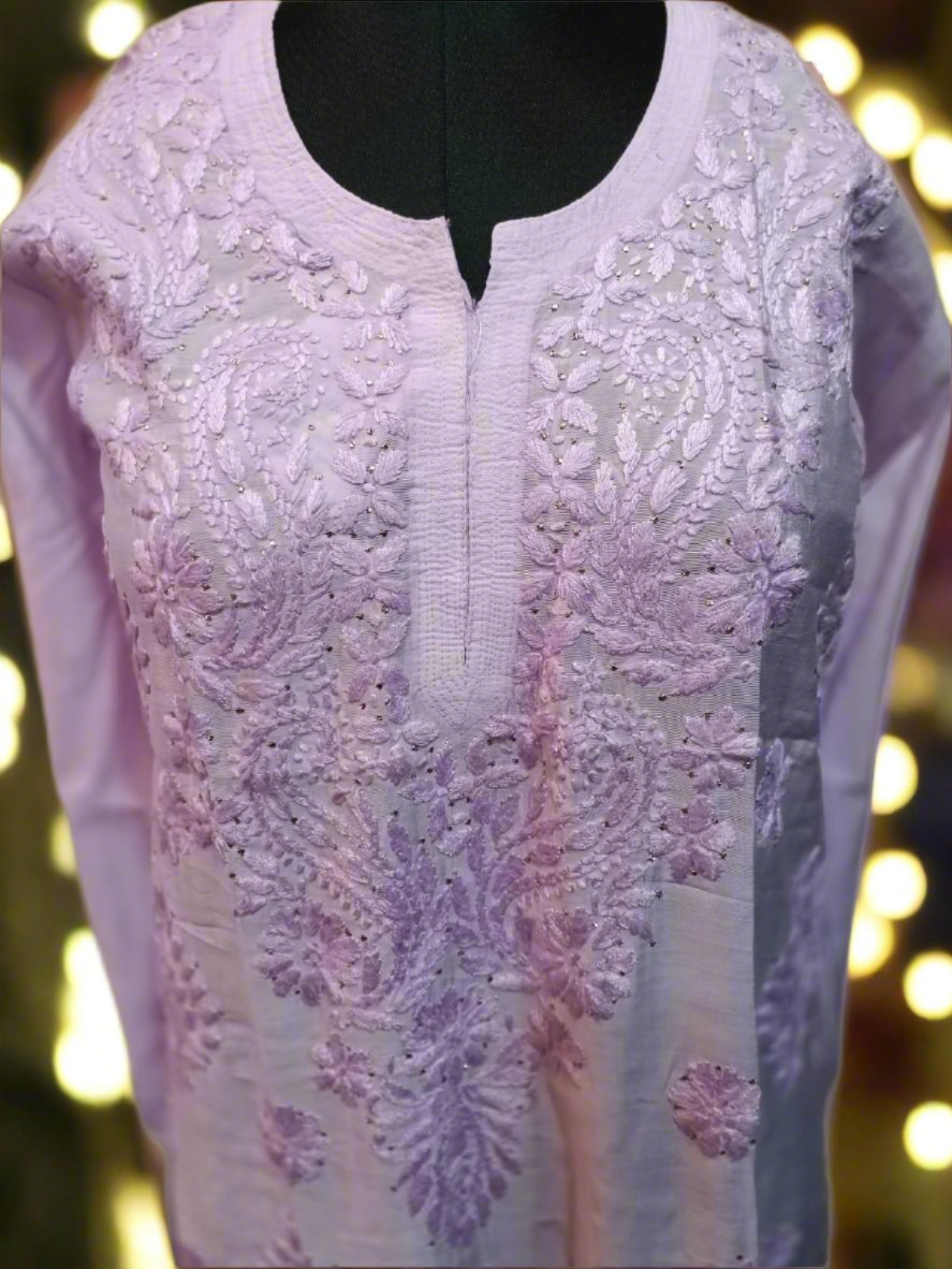Exclusive Chanderi Lucknowi Kurti