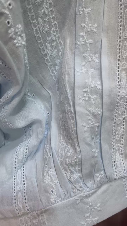 Pastel Blue Top With Embroidery And Sequin Details