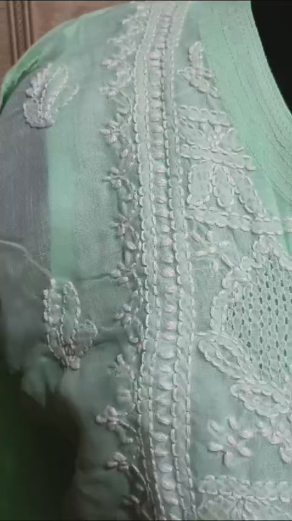 Pure Voil Cotton Hand Jaali luchnowi Kurti
