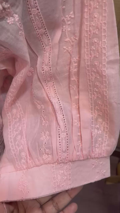 Light Peach Top With Embroidery And Sequin Details