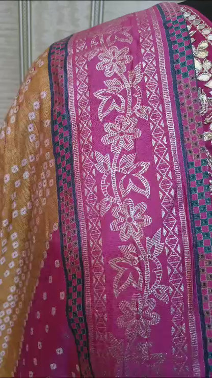 Beautifully Hand worked Premium Muslin Rani Pink Suit