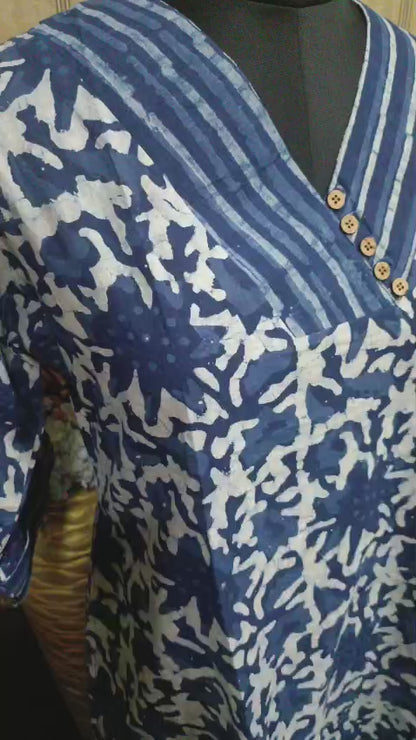 Sophisticated Indigo Short Cotton Kurti