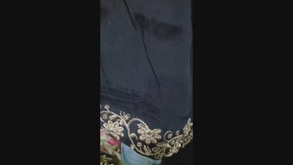 Premium Chinon Silk Suit in Black