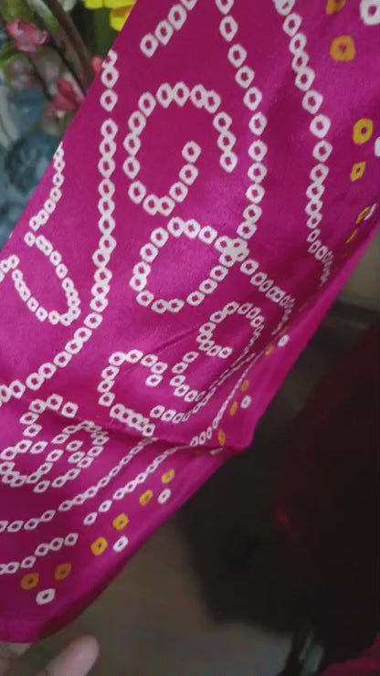 Elegant Magenta Pink Bandhej Short Kurta