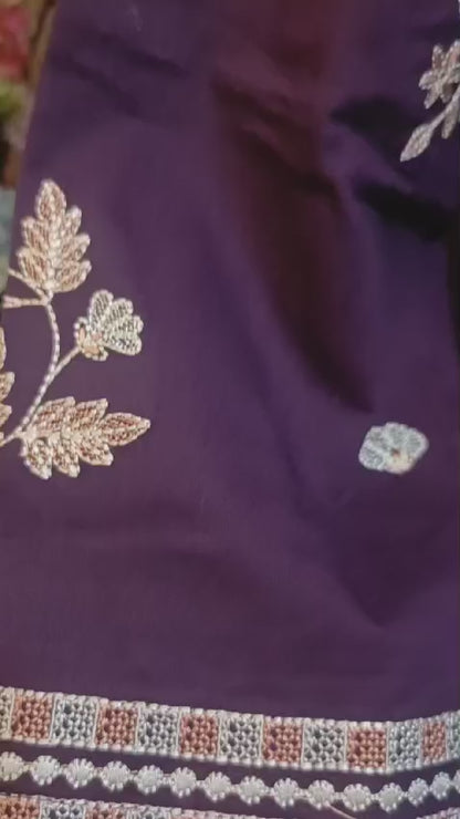 Purple Cotton Flex Two Piece Embroidery Set