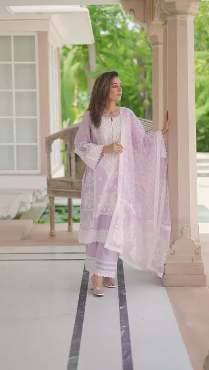 Premium Motif and Pearl lavender Suit