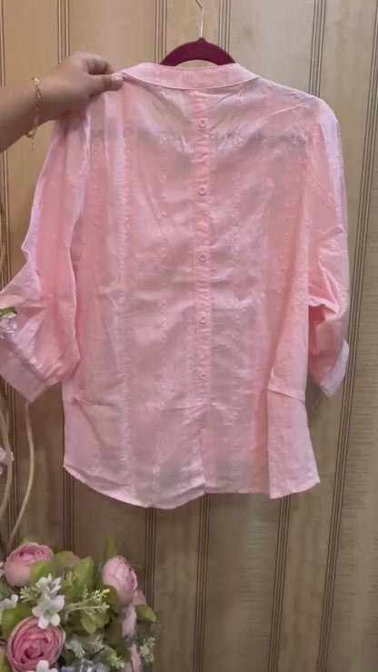 Light Peach Top With Embroidery And Sequin Details