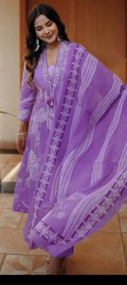 Beautiful Lilac Anarkali Suit Set