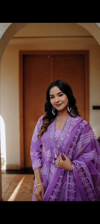 Beautiful Lilac Anarkali Suit Set
