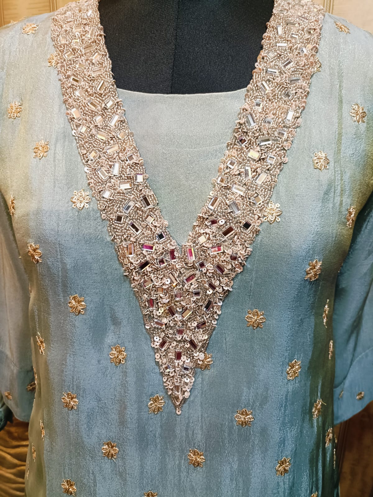 Stunning 3-Piece Sage Green Tissue Silk Co-Ord Set